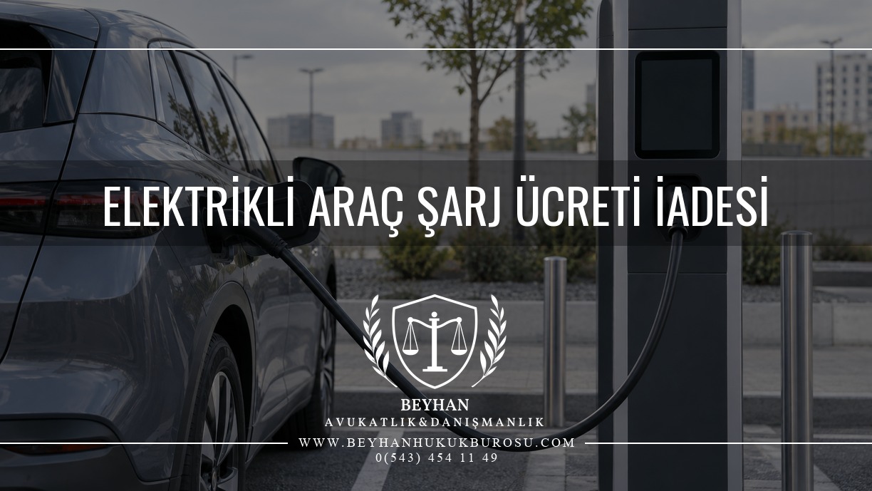 Şarj ücreti iadesi konulu kapakta elektrikli aracın şarj bağlantısı ve ödeme terminali.
