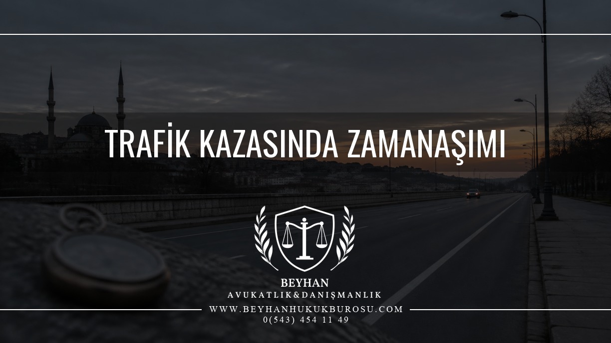 Trafik kazasında zamanaşımı makalesi için yol ve zaman temasını gösteren kapak.