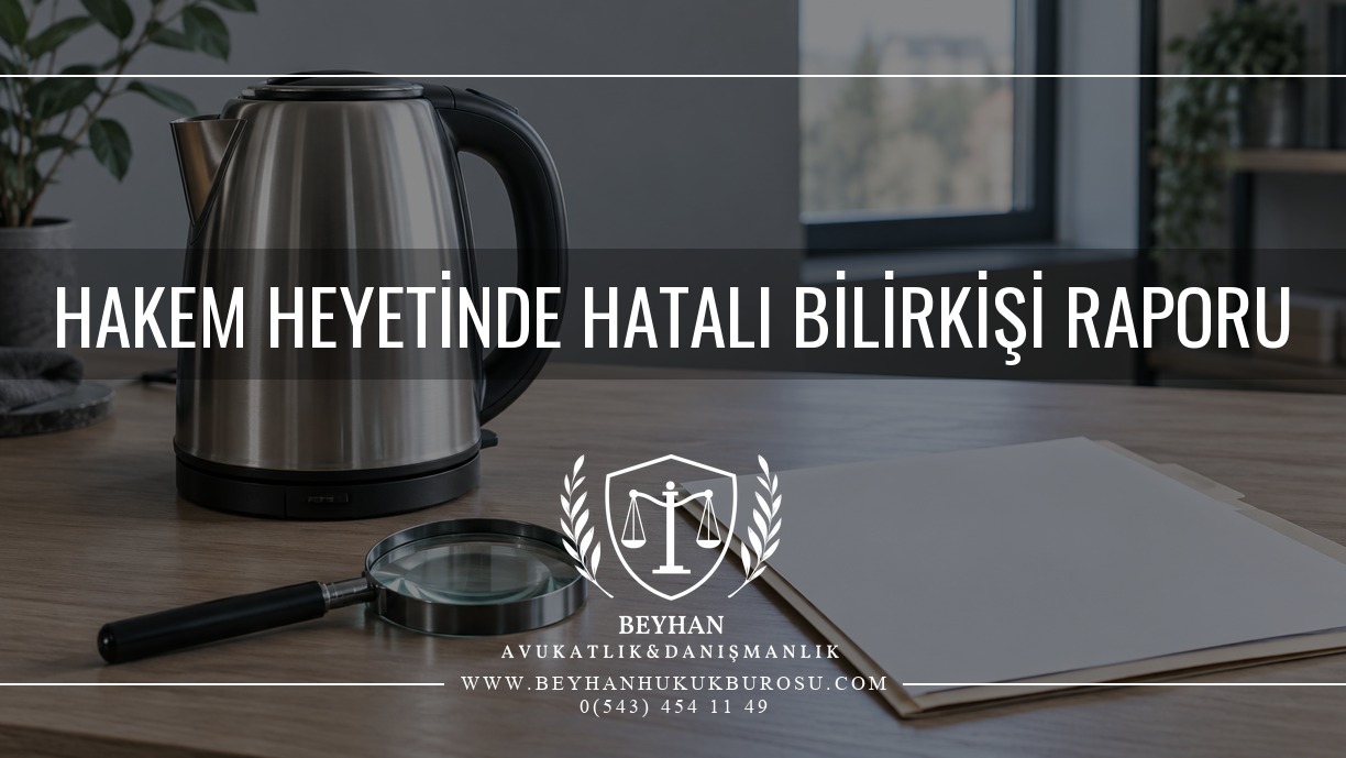 Hatalı bilirkişi raporu incelemesini anlatan kapakta ürün, büyüteç ve belge dosyası.
