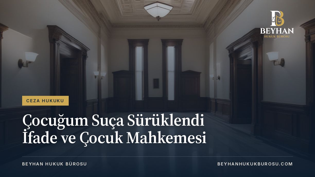 Çocuğum suça sürüklendi sürecini temsil eden boş mahkeme koridoru ve mermer zemin