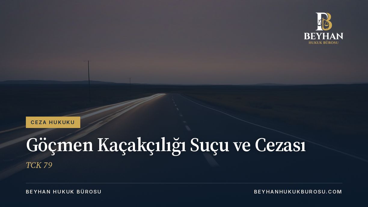Göçmen Kaçakçılığı Suçu ve Cezası TCK 79 2026 Göçmen kaçakçılığı suçu yazısı için alacakaranlıkta boş bir karayolu