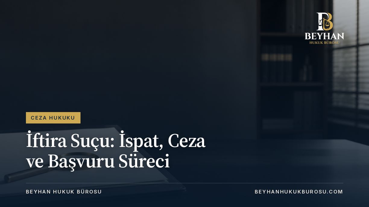 İftira suçu için belge incelemesini simgeleyen boş dosya ve büyüteç temalı kapak.