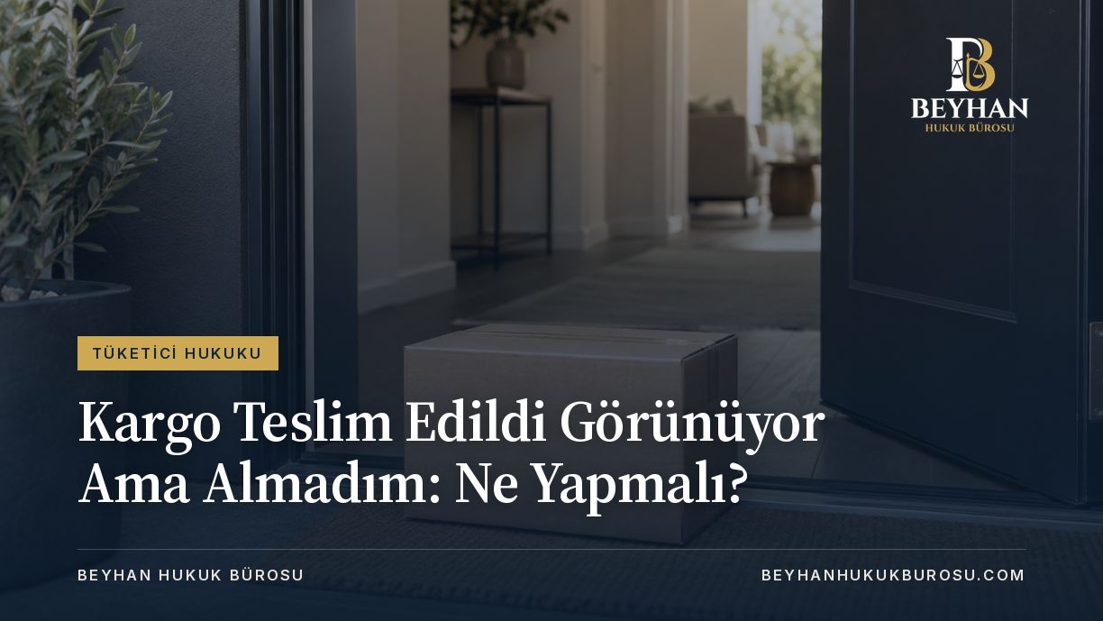 Kargo teslim edildi görünüyor ama almadım başlıklı rehberin kapağında kapı önündeki kargo paketi.