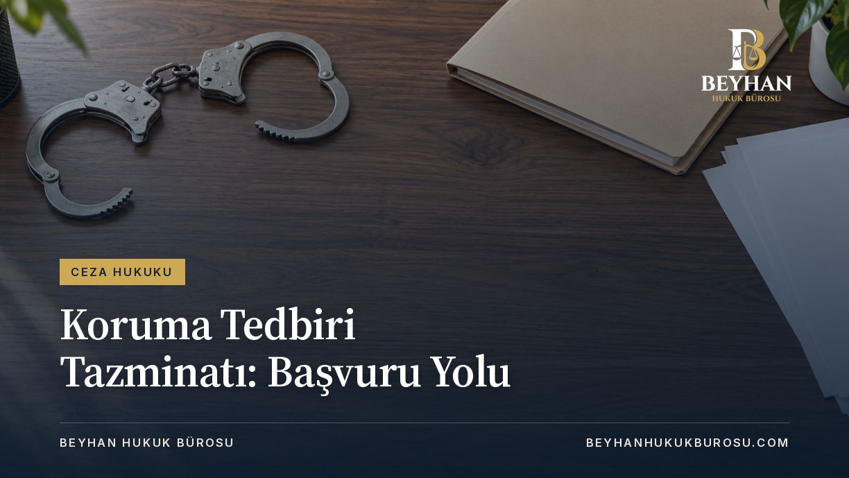 Koruma tedbiri tazminatı başlığı altında açık kelepçe ve dosya bulunan masa