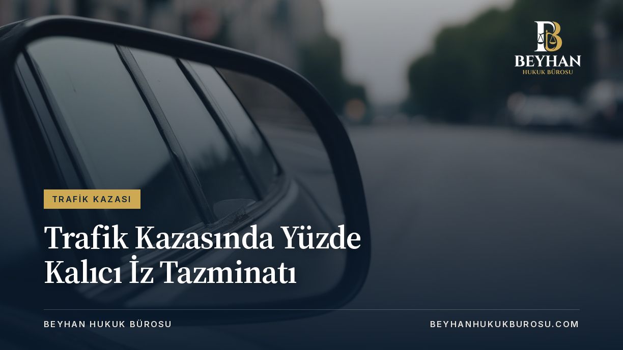 Trafik kazasında yüzde kalıcı iz tazminatı konusunu temsil eden şehir yolunda araç yan aynası
