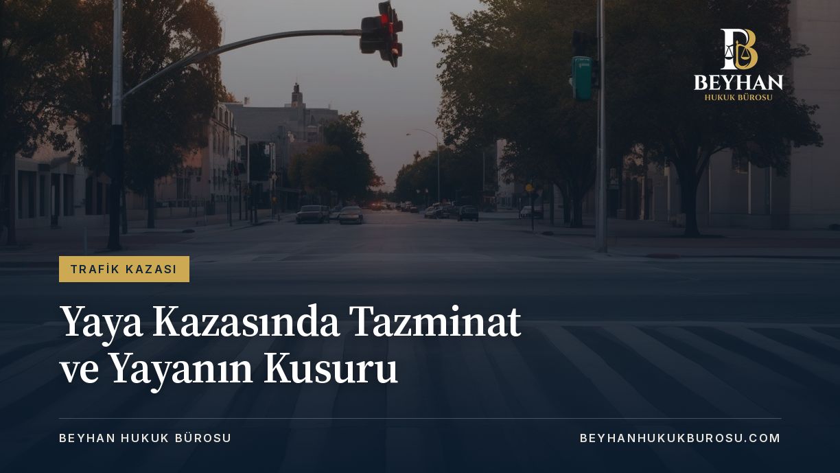 Yaya kazasında tazminat konusunu anlatan, kırmızı ışıklı yaya geçidi bulunan sakin şehir caddesi